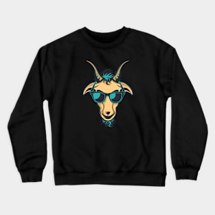 Goat with Glasses Drawing Illustrattion Crewneck Sweatshirt